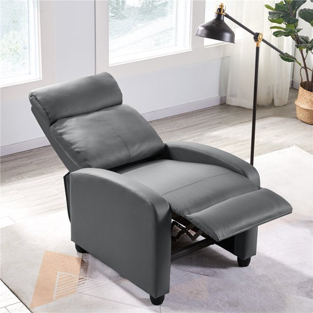 Yaheetech Upholstered Recliner Chair PU Leather Recliner with Pocket Spring Living Room Bedroom Home Theater, Gray *PICKUP ONLY*
