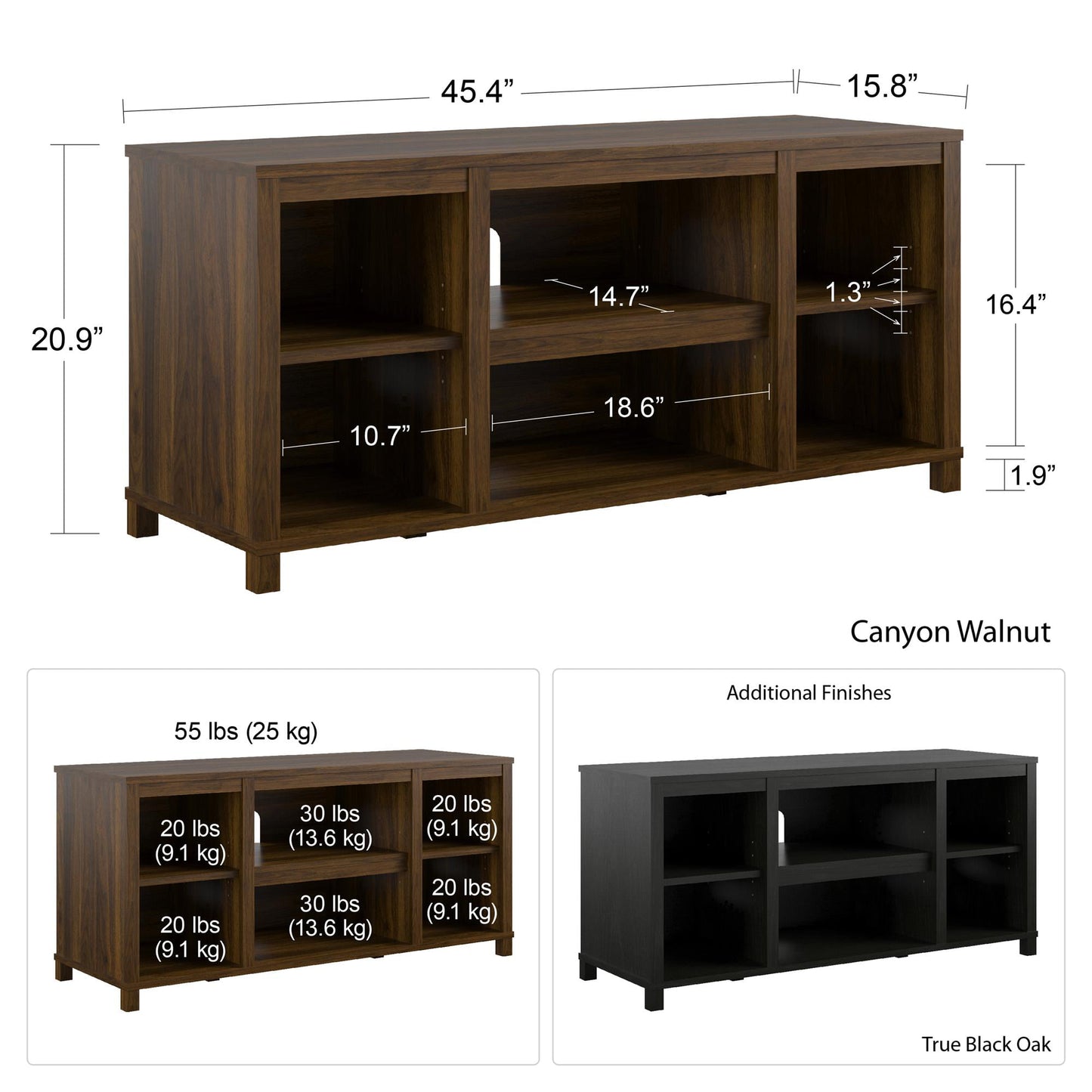 Mainstays Parsons TV Stand for TVs up to 50 Black Oak (PICKUP ONLY)