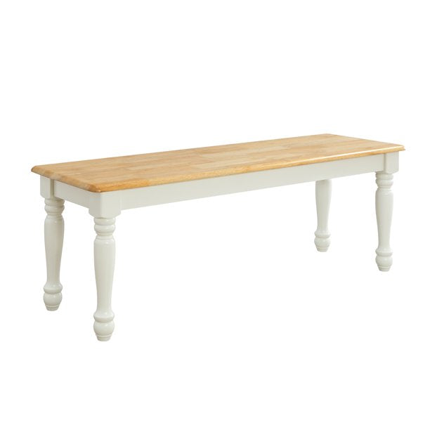 Better Homes & Gardens Autumn Lane Farmhouse Solid Wood Dining Bench, White and Natural Finish *PICKUP ONLY*