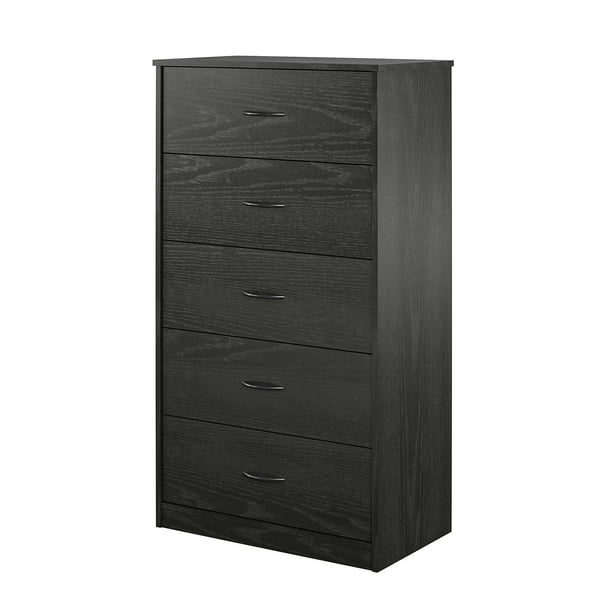 Mainstays Classic 5 Drawer Dresser, Black Oak