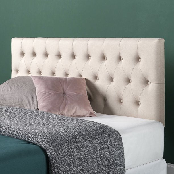 Zinus Trina Upholstered Metal Headboard, Taupe, Queen *PICKUP ONLY*