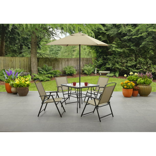 Mainstays Albany Lane 6 Piece Outdoor Patio Dining Set, Tan *PICKUP ONLY*