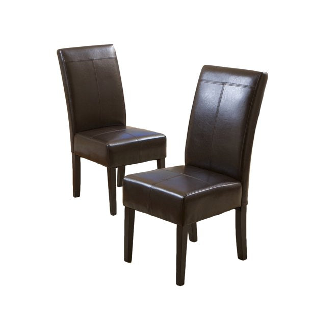 Ketan Indoor Bonded Leather Dining Chairs, Set of 2, Chocolate Brown *PICKUP ONLY*