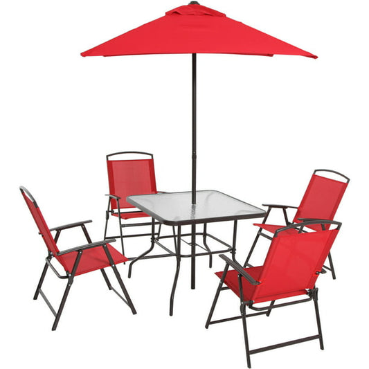 Mainstays Albany Lane 6 Piece Outdoor Patio Dining Set, Red *PICKUP ONLY*