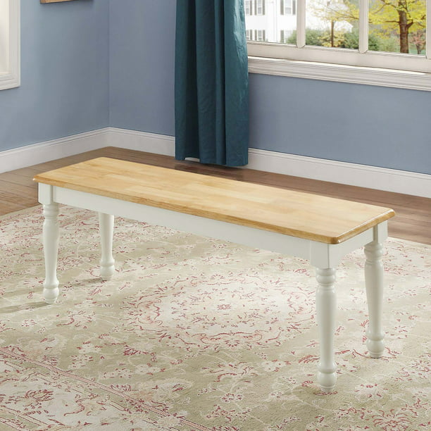 Better Homes & Gardens Autumn Lane Farmhouse Solid Wood Dining Bench, White and Natural Finish *PICKUP ONLY*