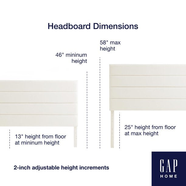 Gap Home Channeled Upholstered Headboard, Twin/Twin XL, Cream