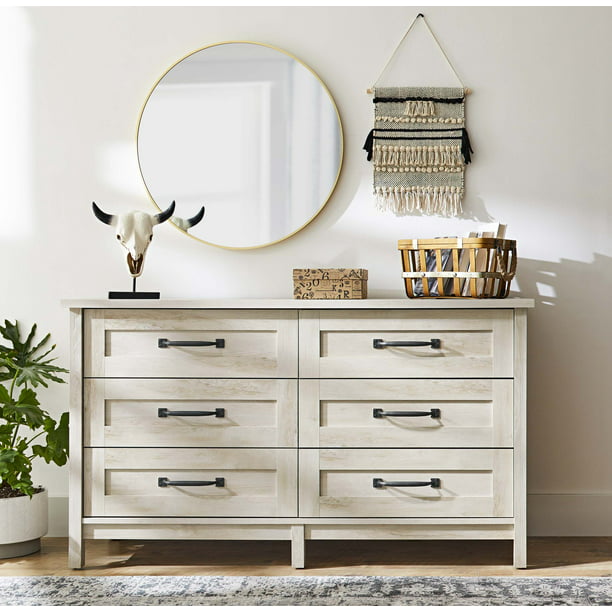 Better Homes & Gardens Modern Farmhouse 6 - Drawer Dresser, Rustic White Finish *PICKUP ONLY*