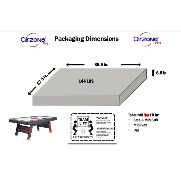 Airzone Air Hockey Table with High End Blower, 84", Red and Black *PICKUP ONLY*