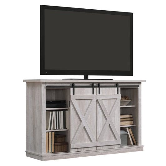 Twin Star Home Terryville Barn Door TV Stand for TVs up to 60", White Oak *PICKUP ONLY*