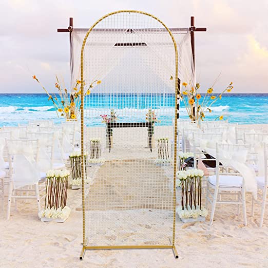 78.74 in. x 31.5 in. Gold Metal Wedding Arch Stand Romantic Wedding Arch Rack Flower Holder Arbor