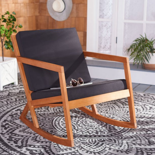 SAFAVIEH Outdoor Collection Vernon Rocking Chair Natural/Black