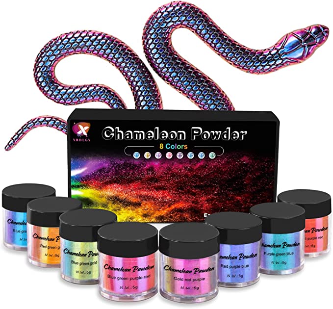 XBDLGY Chameleon Powder Pigment, 8 Color Chameleon Mica Powder for Epoxy Resin,Pearl Pigment Powder for Painting Nails