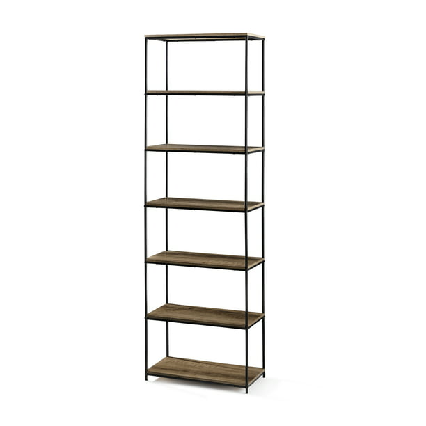 Mainstays Metal Frame 6 Shelf Bookcase, Brown/Black *PICKUP ONLY*