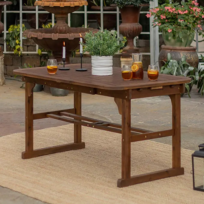 Walker Edison  Rectangle Extendable Outdoor Dining Table with Umbrella Hole *PICKUP ONLY*