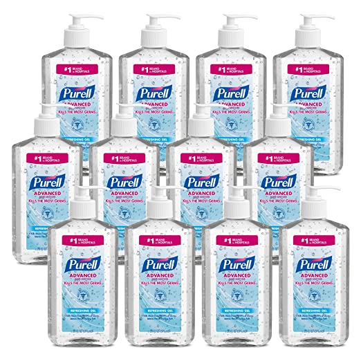 Purell Advanced Hand Sanitizer Refreshing Gel, Clean Scent, 20 fl oz Pump Bottle (Pack of 12)