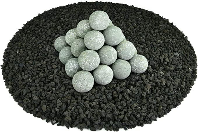 2 in. Set of 30 Ceramic Fire Balls in Pewter Gray Speckled *PICKUP ONLY*