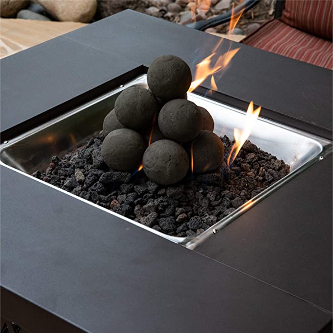 2 in. Set of 30 Ceramic Fire Balls in Pewter Gray Speckled *PICKUP ONLY*