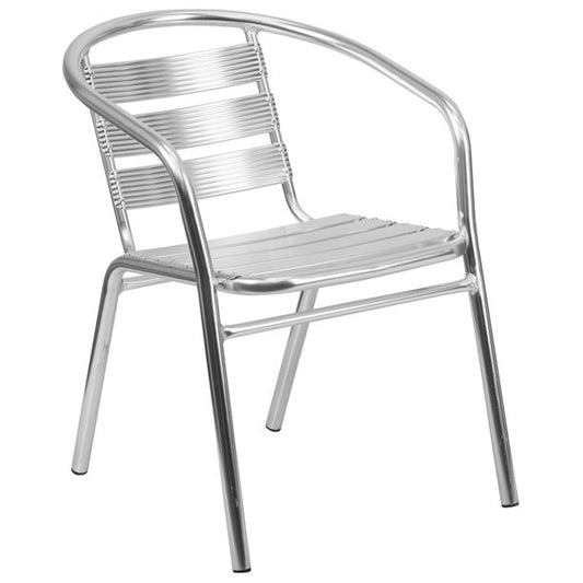 Flash Furniture Heavy Duty Commercial Aluminum Indoor-Outdoor Restaurant Stack Chair with Triple Slat Back *PICKUP ONLY*