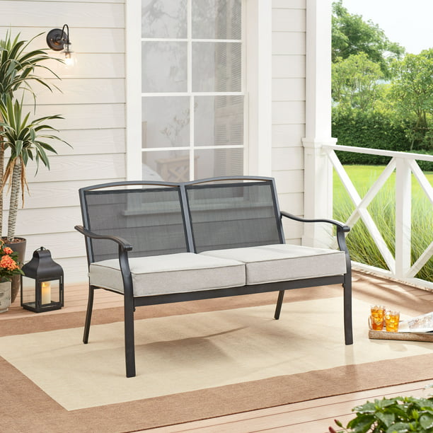 Mainstays Alexandra Square with Cushions Steel Outdoor Loveseat - Gray and Black *PICKUP ONLY*