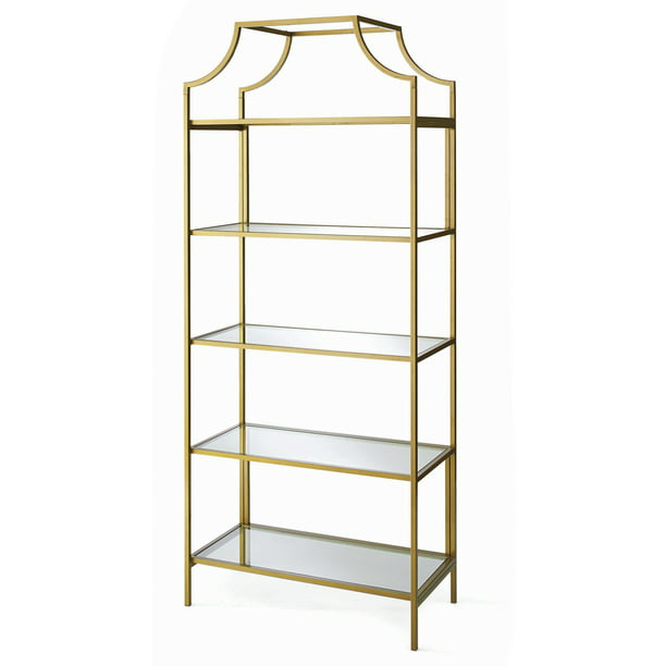 Better Homes & Gardens 71" Nola 5 Tier Etagere Bookcase, Gold Finish *PICKUP ONLY*
