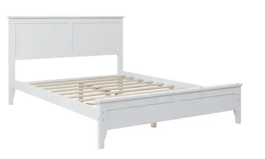 54.3 in. W Modern White Solid Wood Full Platform Bed *PICKUP ONLY*