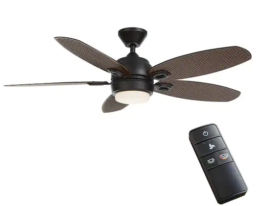 Home Decorators Collection Daniel Island 52 in. White Color Changing Integrated LED Outdoor Matte Black Ceiling Fan with Light Kit and Remote