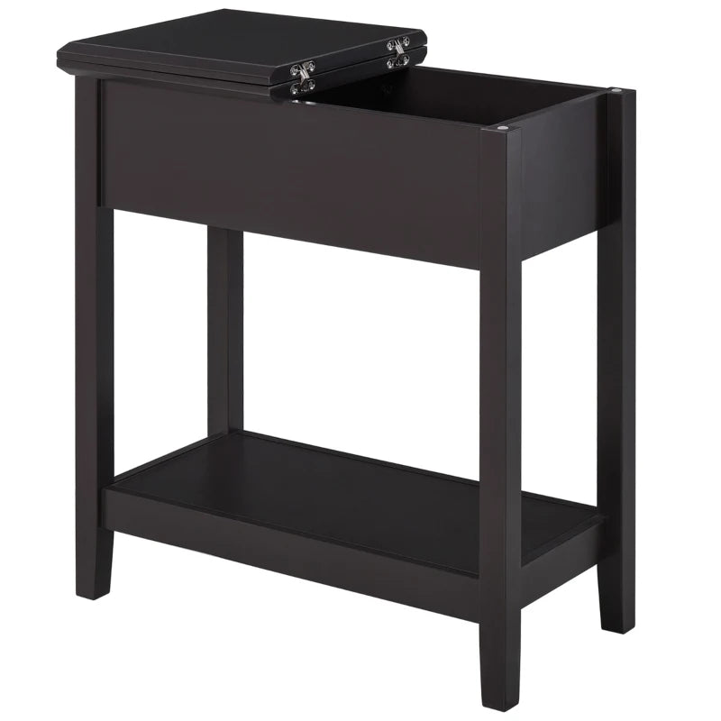 HOMCOM End Side Table 1-Drawer Dark Coffee Nightstand 23.5 in.H x 11 in.W x 22.25 in.D with Storage Hinge Cabinet, Bottom Shelf *PICKUP ONLY*