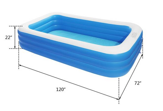 Wall Thickness 0.4 mm 10 ft. x 6 ft. Rectangular 22 in. Inflatable Pool