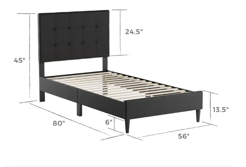 Brookside Tara Black Full Square Tufted Upholstered Platform Bed *PICKUP ONLY*