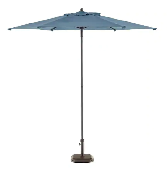 StyleWell 7.5 ft. Steel Market Outdoor Patio Umbrella in Denim Blue