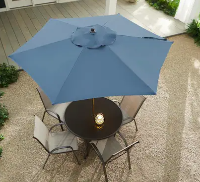 StyleWell 7.5 ft. Steel Market Outdoor Patio Umbrella in Denim Blue