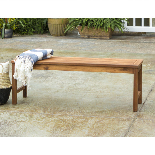 Walker Edison Outdoor Durable Acacia Wood Bench - Brown