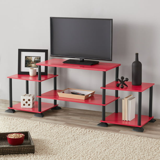 Mainstays No Tools Assembly TV Stand for TVs up to 40", Red/Black