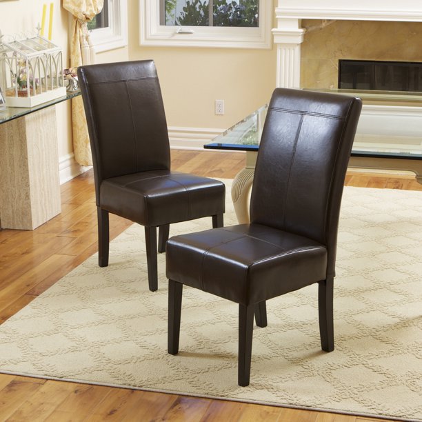 Ketan Indoor Bonded Leather Dining Chairs, Set of 2, Chocolate Brown *PICKUP ONLY*