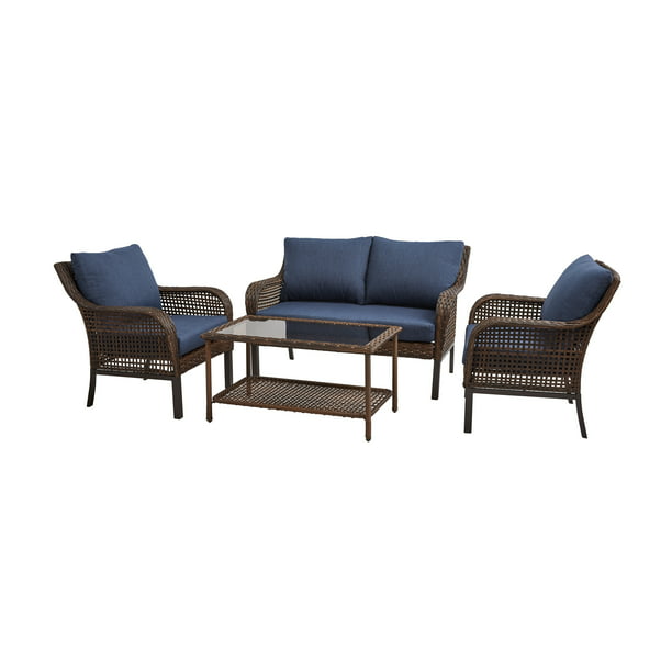 Mainstays Tuscany Ridge 4 Piece Conversation Set, Blue *PICKUP ONLY*