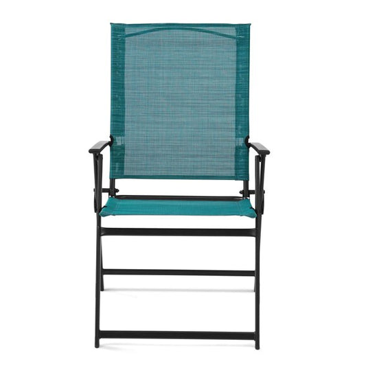 Mainstays Greyson Square Set of 2 Outdoor Patio Steel Sling Folding Chair, Teal *PICKUP ONLY*