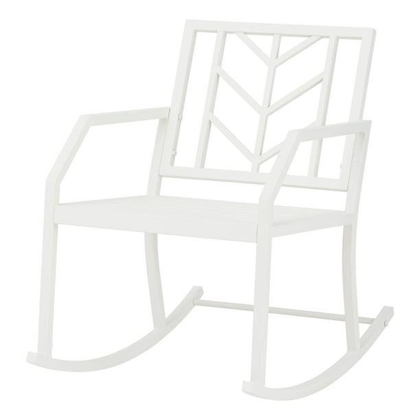 Mainstays Evry Bell Outdoor Metal Rocking Chair, White