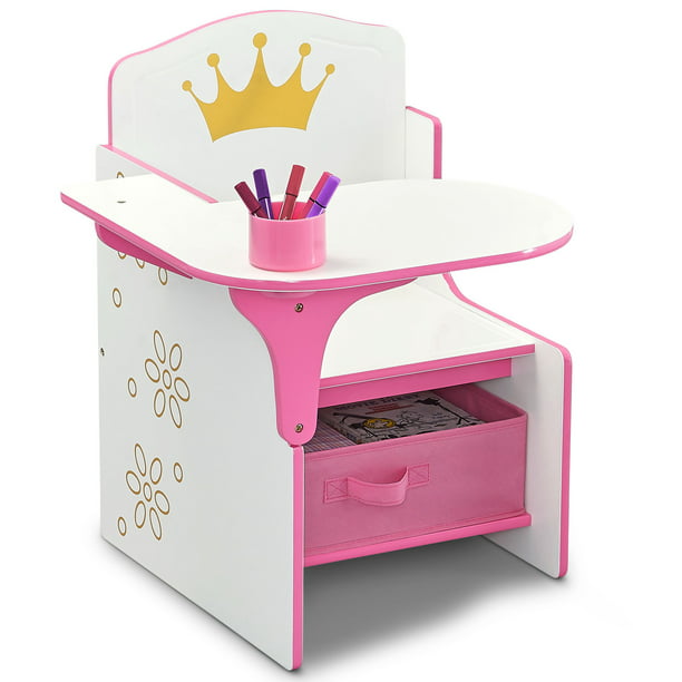 Delta Children Princess Crown Chair Desk with Storage Bin, Greenguard Gold Certified