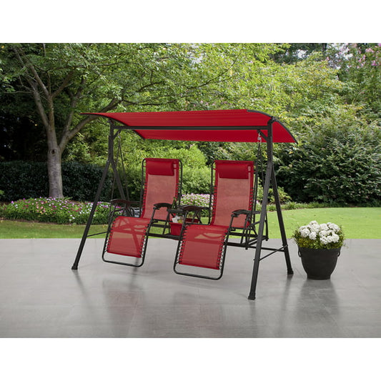 Mainstays Big and Tall Zero-Gravity Steel Porch Swing - Red/Black *PICKUP ONLY*