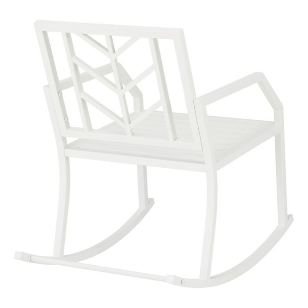 Mainstays Evry Bell Outdoor Metal Rocking Chair, White