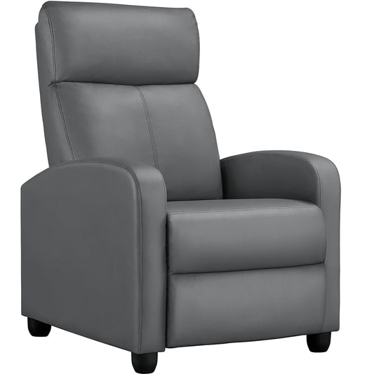 Yaheetech Upholstered Recliner Chair PU Leather Recliner with Pocket Spring Living Room Bedroom Home Theater, Gray *PICKUP ONLY*