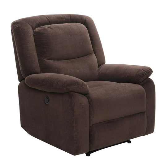 Serta Push-Button Power Recliner with Deep Body Cushions, Brown Fabric *PICKUP ONLY*