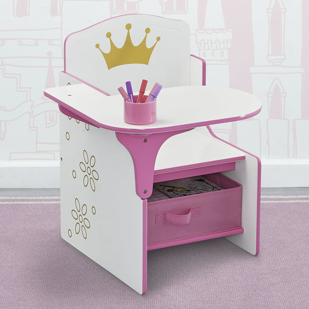 Delta Children Princess Crown Chair Desk with Storage Bin, Greenguard Gold Certified