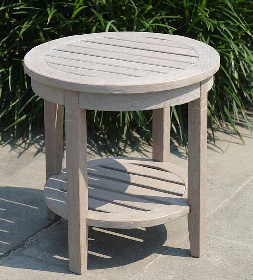 Cambridge Casual Heaton Weathered Gray Teak Wood Outdoor Side Table