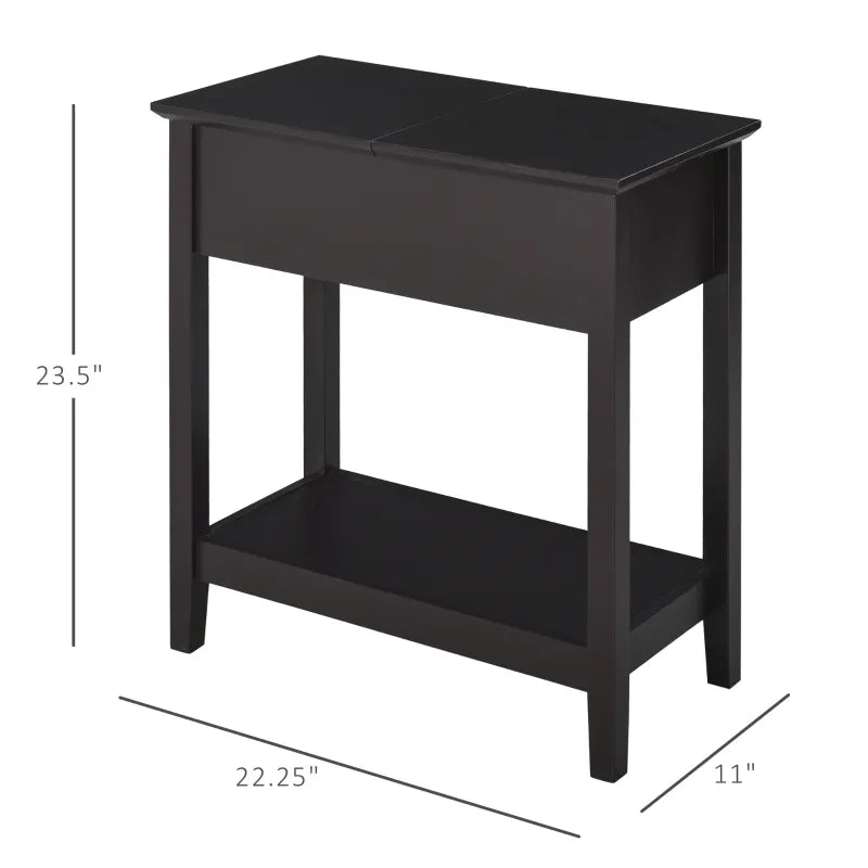 HOMCOM End Side Table 1-Drawer Dark Coffee Nightstand 23.5 in.H x 11 in.W x 22.25 in.D with Storage Hinge Cabinet, Bottom Shelf *PICKUP ONLY*